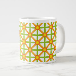 Retro-Inspiriert orangefarbenes, gelbes Muster Jumbo-Tasse