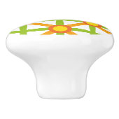 Retro-Inspiriert orangefarbenes, gelbes Muster Keramikknauf (Seitenansicht)