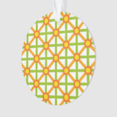 Retro-Inspiriert orangefarbenes, gelbes Muster Ornament (Vorderseite)