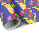 Retro-Inspiriert Tulips HandIllustriert Niedlich f Geschenkpapier (Rolleneckpunkt)