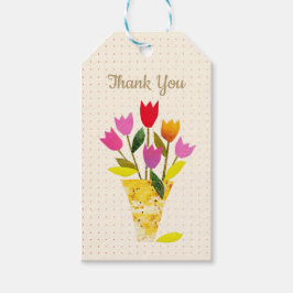 Retro-Inspiriert Tulips Hübsch dotted Vielen Dank Geschenkanhänger