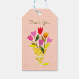 Retro-Inspiriert Tulips Hübsch dotted Vielen Dank Geschenkanhänger