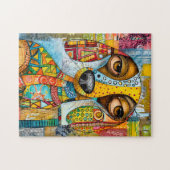 Retro-inspirierte Hundewand aus Pop-Kunst mit lebh Puzzle (Horizontal)