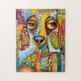 Retro-inspirierte Hundewand aus Pop-Kunst mit lebh Puzzle