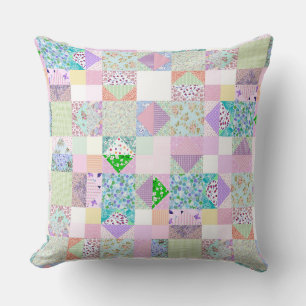 Retro-inspirierte Patchwork-Quilt-Nähimitation Kissen