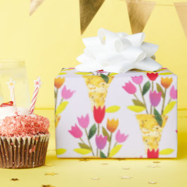 Retro-Inspirierte Tulips HandIllustriertes Mittela Geschenkpapier