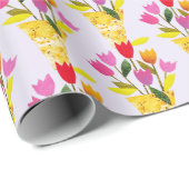 Retro-Inspirierte Tulips HandIllustriertes Mittela Geschenkpapier (Rolleneckpunkt)