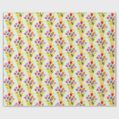 Retro-Inspirierte Tulips HandIllustriertes Mittela Geschenkpapier (Flach)