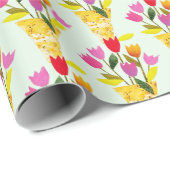 Retro-Inspirierte Tulips HandIllustriertes Mittela Geschenkpapier (Rolleneckpunkt)