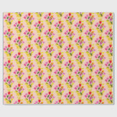 Retro-Inspirierte Tulips HandIllustriertes Mittela Geschenkpapier (Flach)