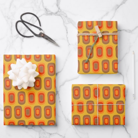 Retro-Inspiriertes Muster Geschenkpapier Set (Vorderseite)
