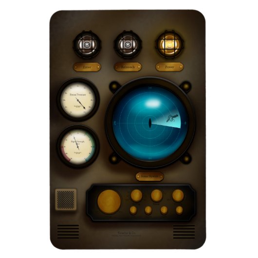 Retro-Inspirred Ship Sonar Control Panel Steampunk Magnet (Vertikal)