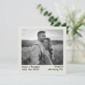 Retro Instant Camera B&W Photo QR Code Save The Date (Stehend Vorderseite)