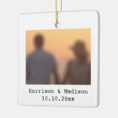 Retro Instant Foto Name Datum Weihnachten Keramikornament (Links)