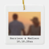 Retro Instant Foto Name Datum Weihnachten Keramikornament (Vorderseite)