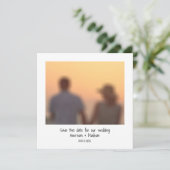 Retro Instant Foto Name Hochzeit Rett Datum Karte (Stehend Vorderseite)