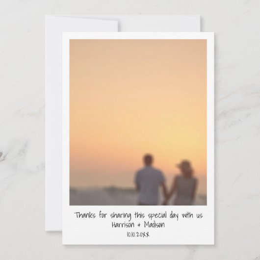 Retro Instant Foto Namen Hochzeit Danke Karte (Vorderseite)
