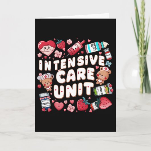Retro Intensive Care Unit Nurse Tech Valentine Icu Karte (Vorderseite)