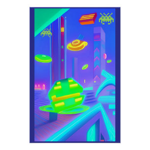 Retro Invasion Futurismus Poster