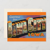 Retro Iowa City Postkarte (Vorne/Hinten)