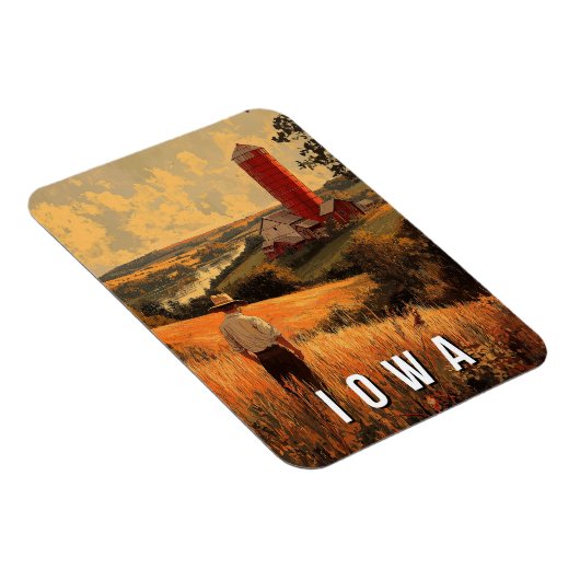 Retro Iowa Patriotic Spirit - Ameriana Herzland Magnet (Rechte Seite)
