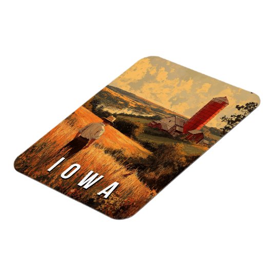 Retro Iowa Patriotic Spirit - Ameriana Herzland Magnet (Linke Seite)