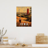 Retro Iowa Patriotic Spirit - Ameriana Herzland Poster (Küche)