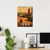 Retro Iowa Patriotic Spirit - Ameriana Herzland Poster (Heimbüro)