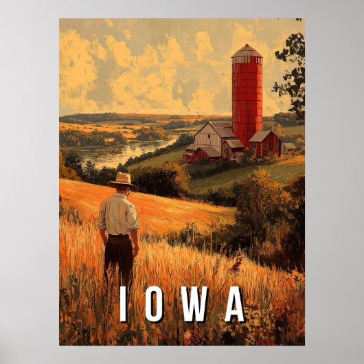 Retro Iowa Patriotic Spirit - Ameriana Herzland Poster (Vorne)