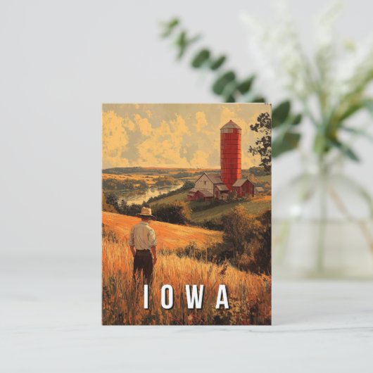 Retro Iowa Patriotic Spirit - Ameriana Herzland Postkarte (Stehend Vorderseite)