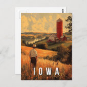 Retro Iowa Patriotic Spirit - Ameriana Herzland Postkarte (Vorne/Hinten)