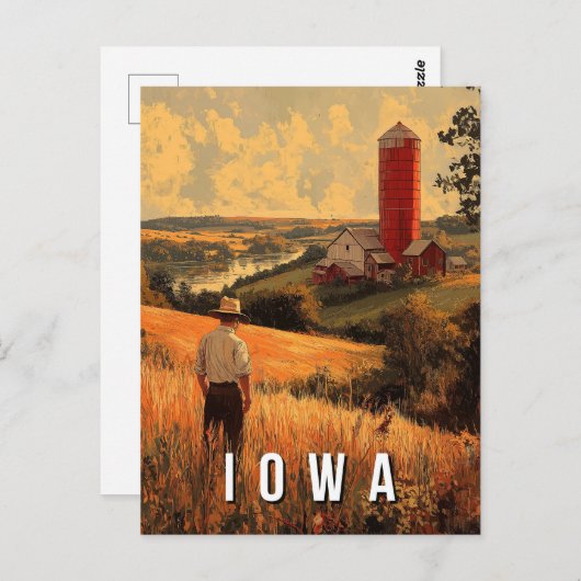 Retro Iowa Patriotic Spirit - Ameriana Herzland Postkarte (Vorne/Hinten)