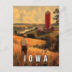 Retro Iowa Patriotic Spirit - Ameriana Herzland Postkarte