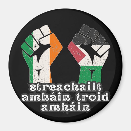 Retro Ireland Palestina Solidarity Fist Revolution Magnet (Vorne)