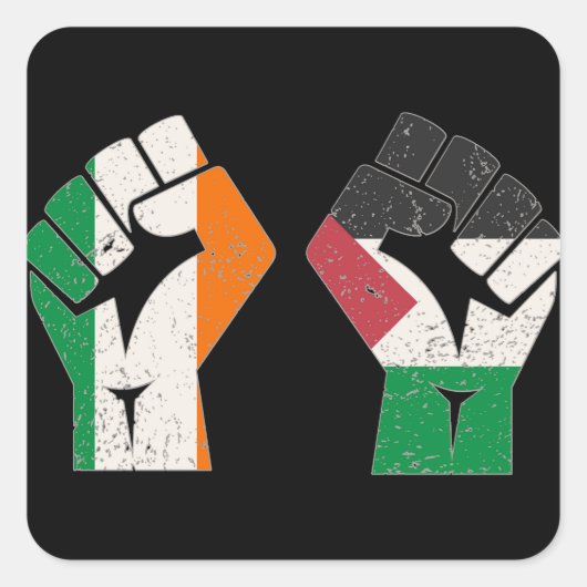 Retro Ireland Palestina Solidarity Fist Revolution Quadratischer Aufkleber (Vorderseite)