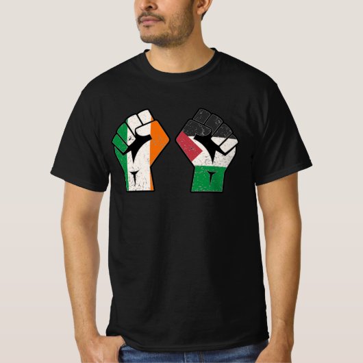 Retro Ireland Palestina Solidarity Fist Revolution T-Shirt (Vorderseite)