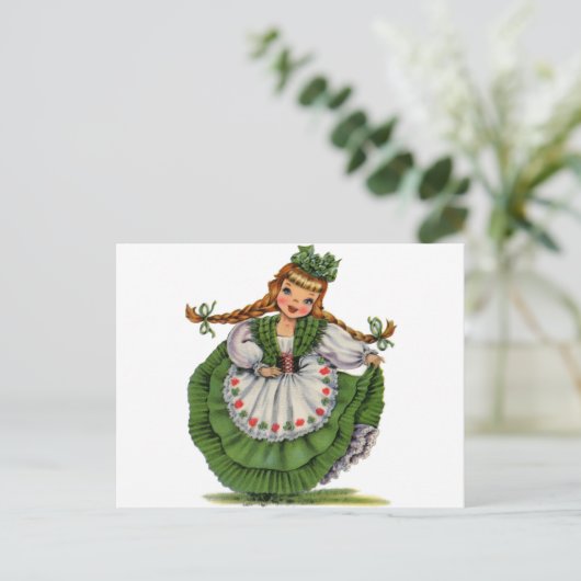 Retro Irish Doll Tänzerin mit Plätzen, einen Bogen Postkarte (Stehend Vorderseite)