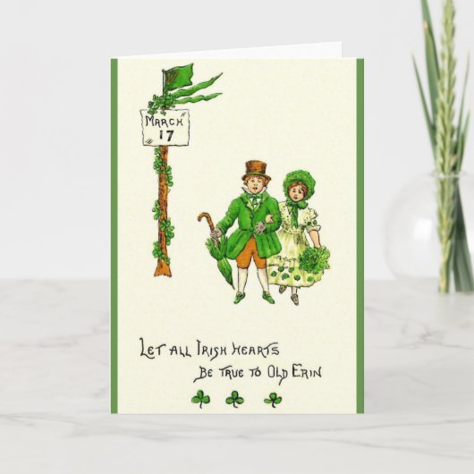 Retro Irish Hearts Be True St. Patrick's Day Card Karte (Vorderseite)
