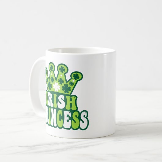 Retro Irish Princess St. Patrick's Day Kaffeetasse (Vorderseite Links)