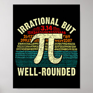 Retro irrational, aber abgerundeter Tag Mathe-Frea Poster