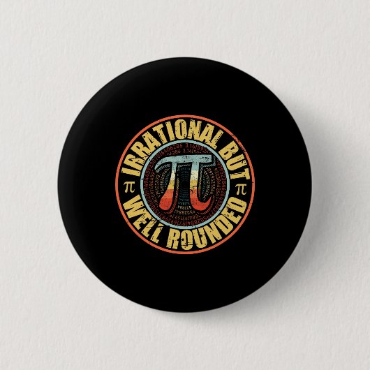 Retro irrationale, aber gut gerundete Pi Day Vinta Button (Vorderseite)