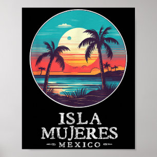 Retro Isla Mujeres Mexico Strand Sonnenuntergang S Poster