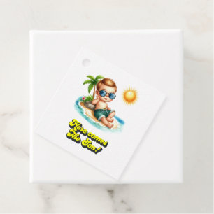Retro Island Baby "Here Coming the Son" Babydusche Geschenkanhänger