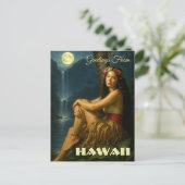 Retro Island Girl In A Tropical Paradise Postkarte (Stehend Vorderseite)