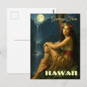 Retro Island Girl In A Tropical Paradise Postkarte (Vorne/Hinten)