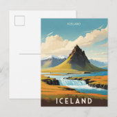 Retro-Isländisches Abenteuer Island Postkarte (Vorne/Hinten)