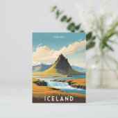 Retro-Isländisches Abenteuer Island Postkarte (Stehend Vorderseite)