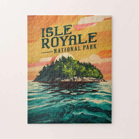 Retro Isle Royale Nationalpark Poster Puzzle (Vertikal)