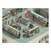 Retro Isometric Grocery Store Pixel Art Poster (Vorderseite)