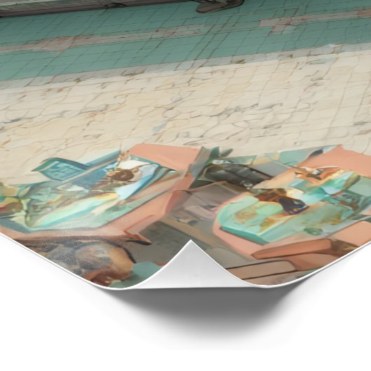 Retro Isometric Grocery Store Pixel Art Poster (Ecke)